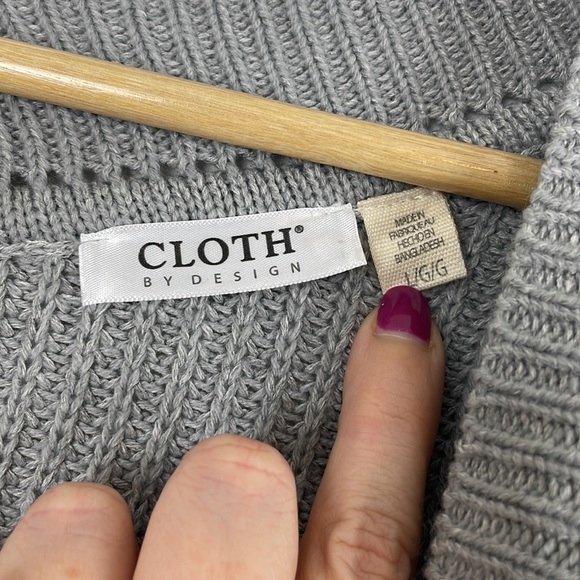 Cloth by Design Pointelle Tunic Gray Cardigan - Picture 7 of 9
